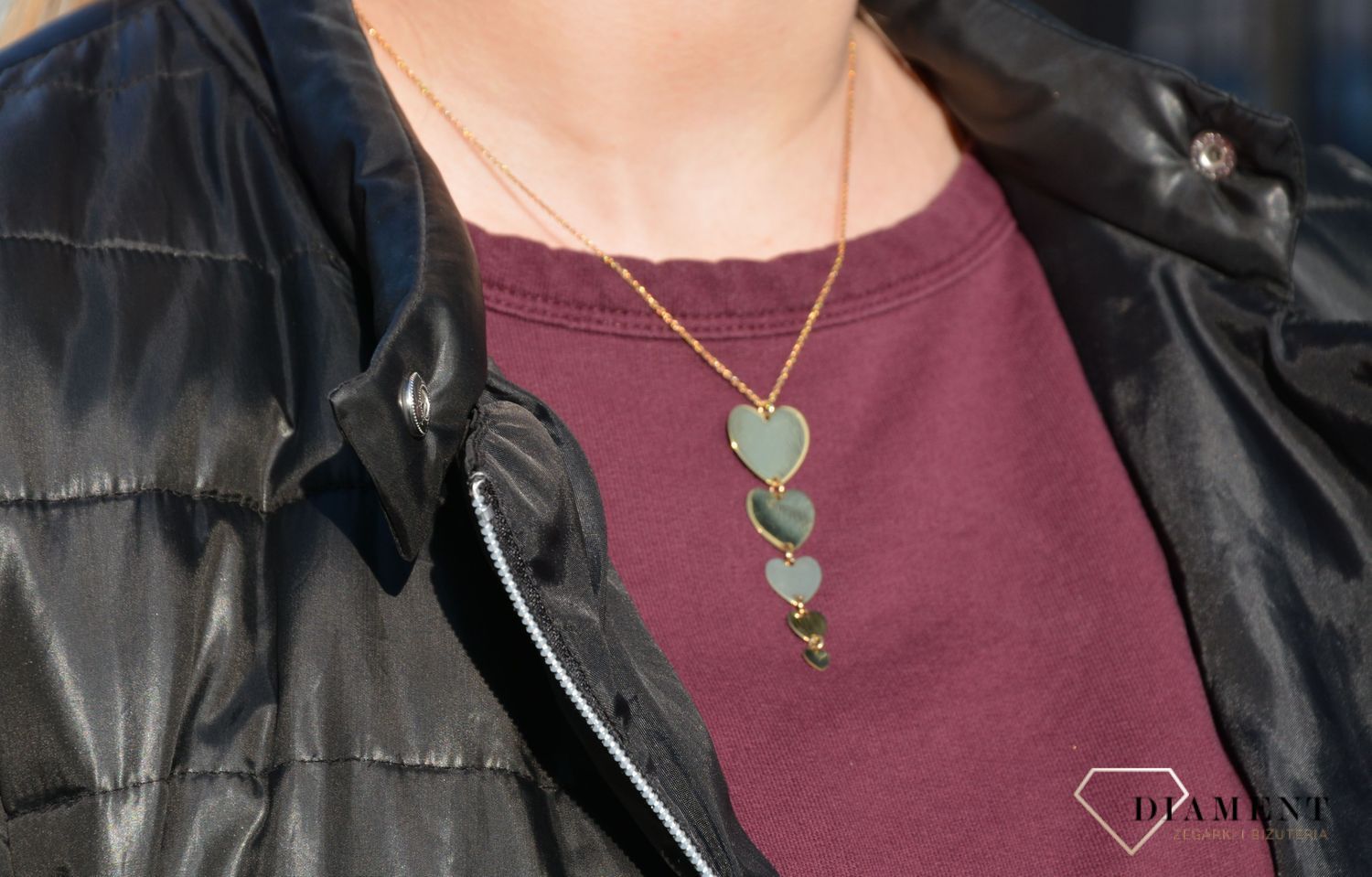 Naszyjnik srebrny pozłacane serca Dall'Aqcua C RM 21297.jpg